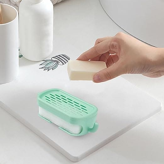 Soap Bar Container, Double Layer Soap Saver Case With Hook, Wall Mounted Self Draining Soap Dish For Shower Bathroom Kitchen Accessories, Plastic Drain Soap Box with Sponge Holder, Soap Saver Case with Hanger Sponge,3 in 1 Soap Container with Sponge Soap Bar Container, Double Layer Soap Saver Case With Hook, Wall Mounted Self Draining Soap Dish For Shower Bathroom Kitchen Accessories, Plastic Drain Soap Box with Sponge Holder, Soap Saver Case with Hanger Sponge,3 in 1 Soap Container with Sponge